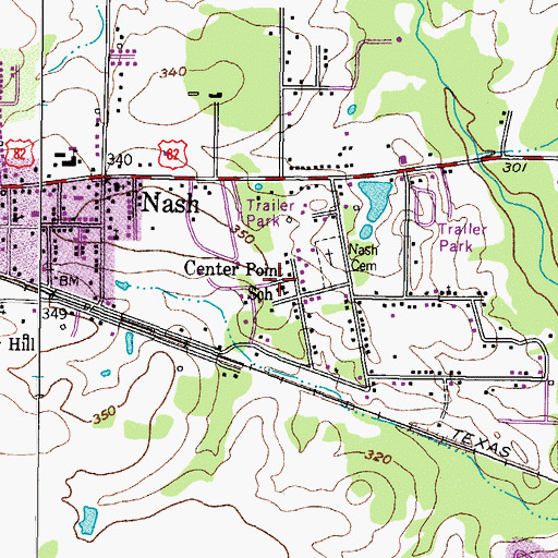 Topographic Map of Center Point School, TX