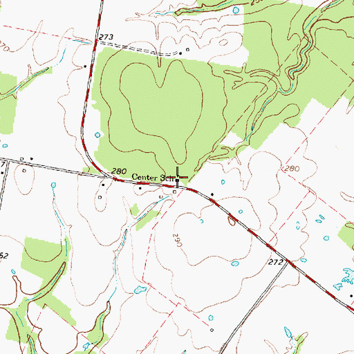 Topographic Map of Center School, TX