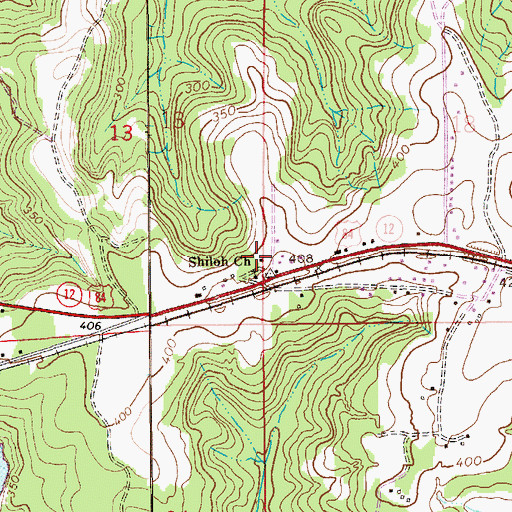 Topographic Map of Shiloh School, AL