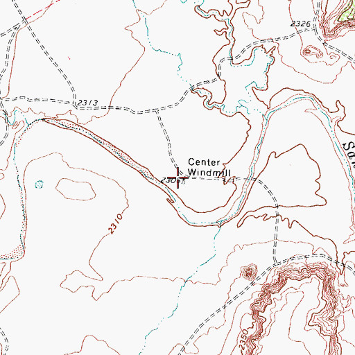 Topographic Map of Center Windmill, TX