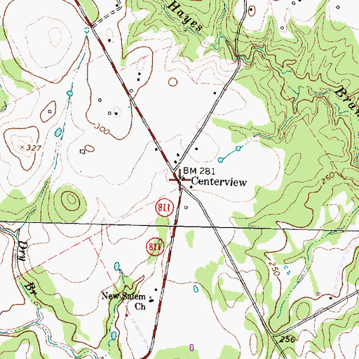 Topographic Map of Centerview, TX