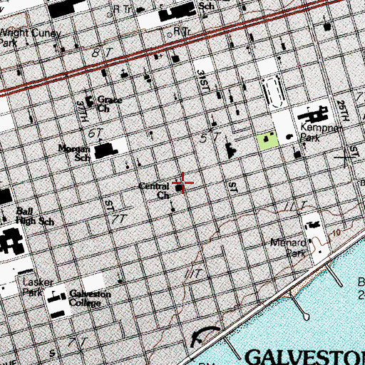 Topographic Map of Central Church, TX