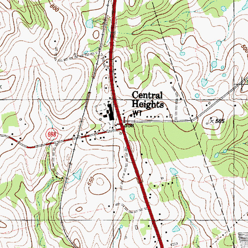 Topographic Map of Central Heights, TX