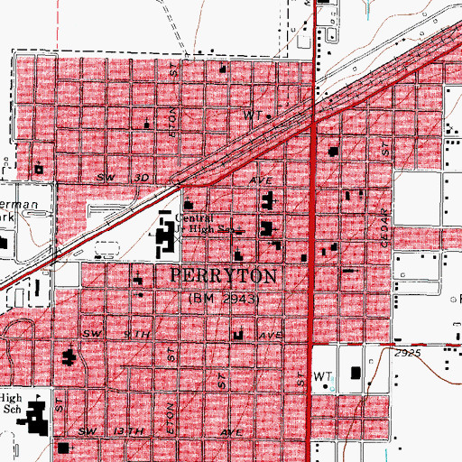 Topographic Map of Central Junior High School, TX