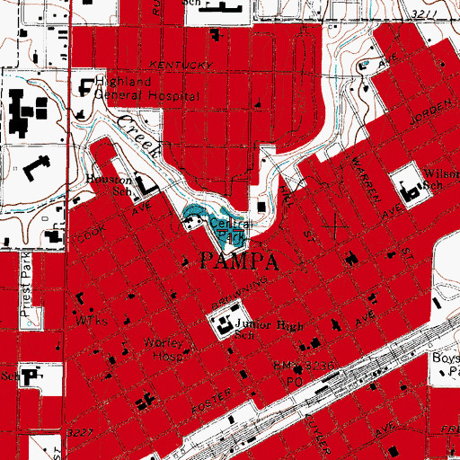 Topographic Map of Central Park, TX