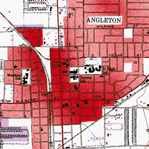 Topographic Map of Central School, TX