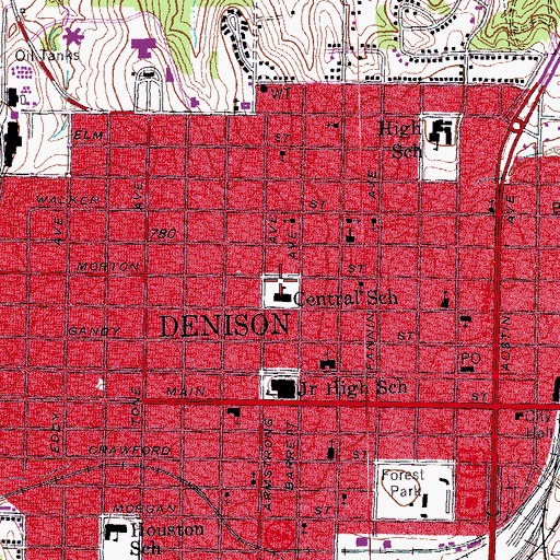 Topographic Map of Central School, TX