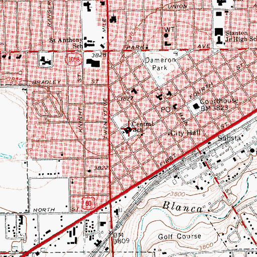 Topographic Map of Central School, TX