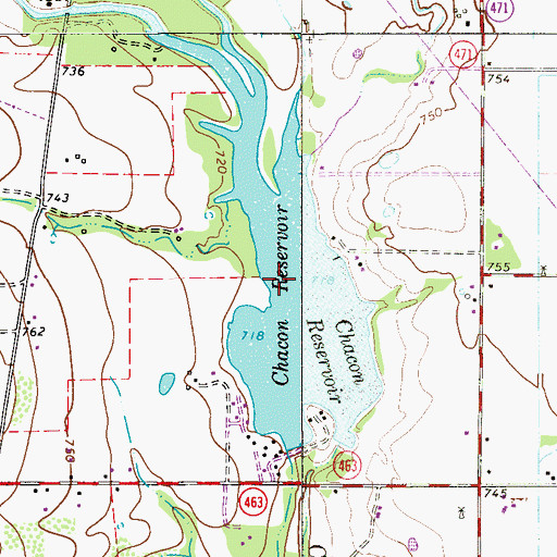 Topographic Map of Chacon Reservoir, TX