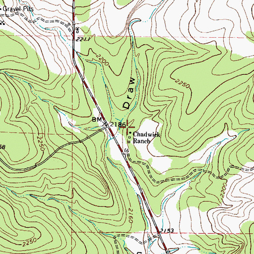 Topographic Map of Chadwick Ranch, TX