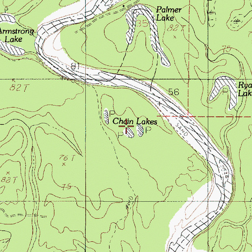 Topographic Map of Chain Lakes, TX