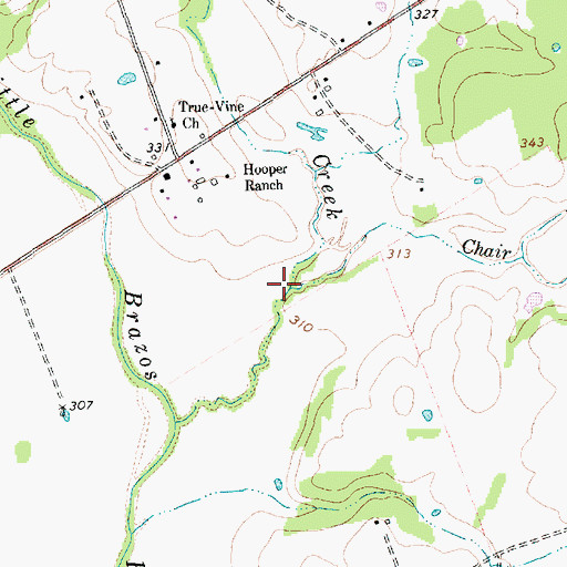Topographic Map of Chair Branch, TX