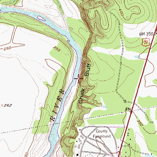 Topographic Map of Chalk Bluff, TX