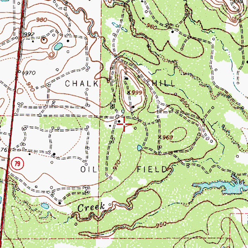 Topographic Map of Chalk Hill Oil Field, TX