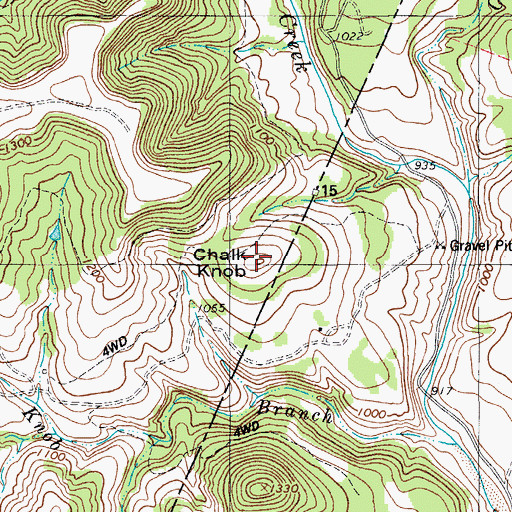 Topographic Map of Chalk Knob, TX