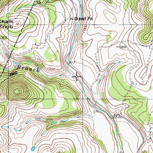 Topographic Map of Chalk Knob Branch, TX