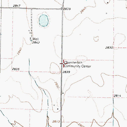 Topographic Map of Chamberlain Community Center, TX