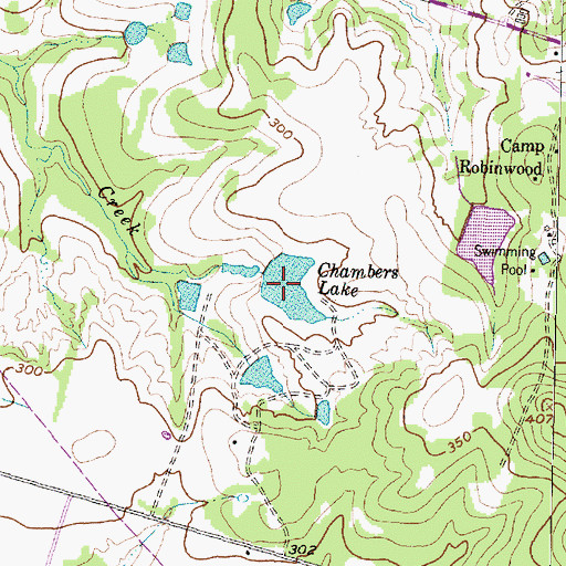 Topographic Map of Chambers Lake, TX