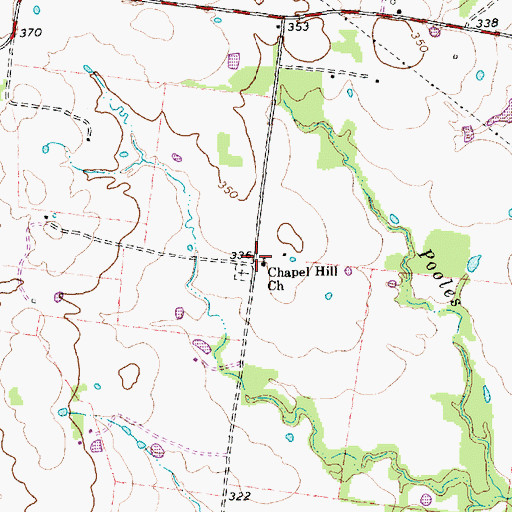 Topographic Map of Chapel Hill Church, TX