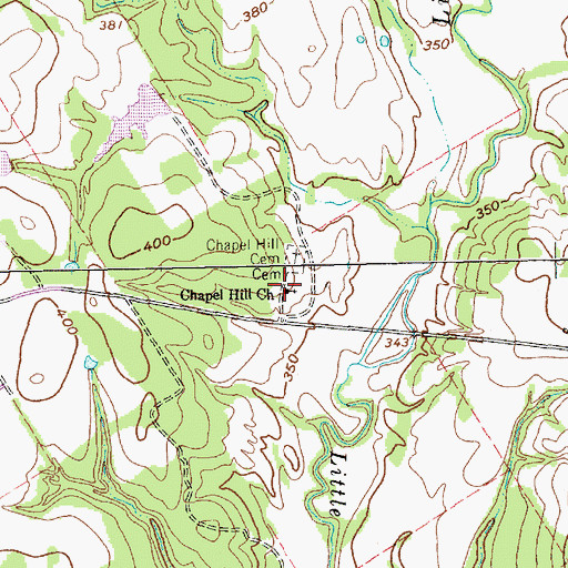 Topographic Map of Chapel Hill Church, TX