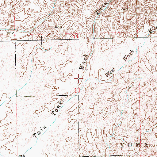 Topographic Map of West Wash, AZ