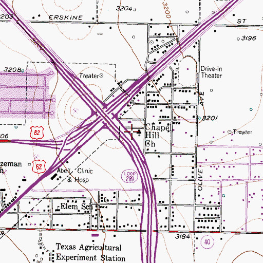 Topographic Map of Chapel Hill Church, TX