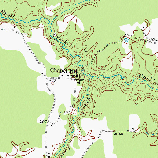 Topographic Map of Chapel Hill School, TX