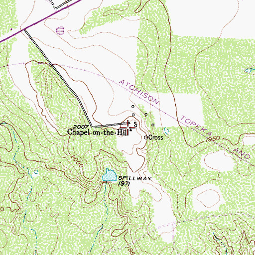 Topographic Map of Chapel-on-the-Hill, TX