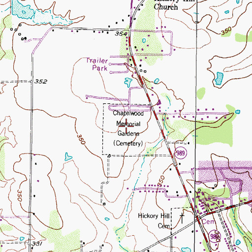 Topographic Map of Chapelwood Memorial Gardens, TX