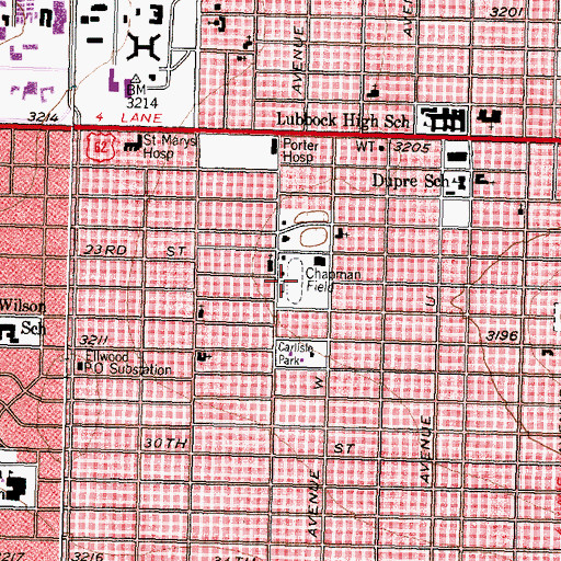 Topographic Map of Chapman Field, TX