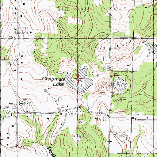 Topographic Map of Chapman Lake, TX