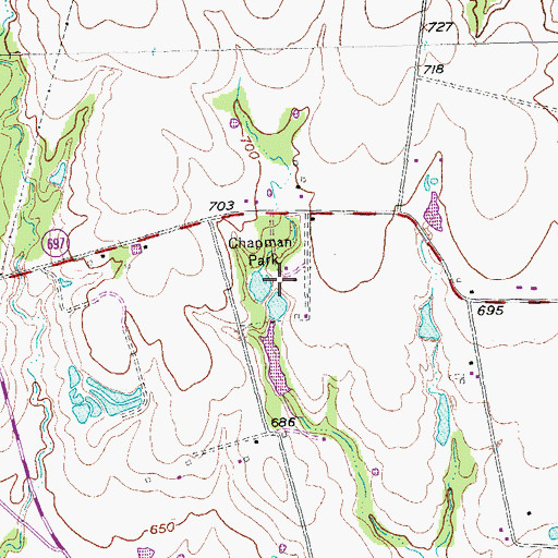 Topographic Map of Chapman Park, TX