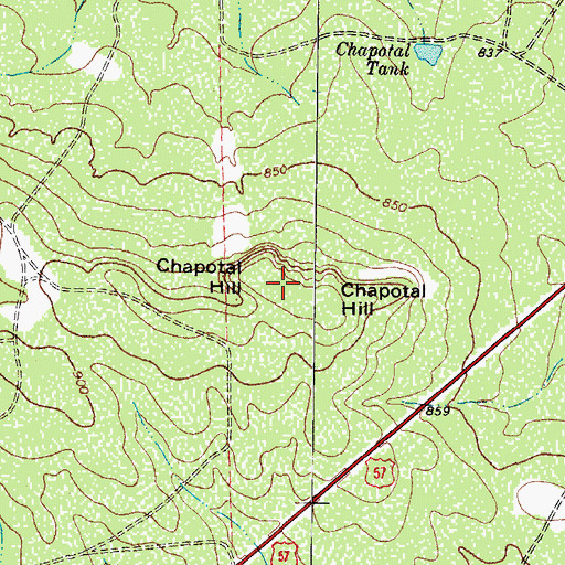 Topographic Map of Chapotal Hill, TX