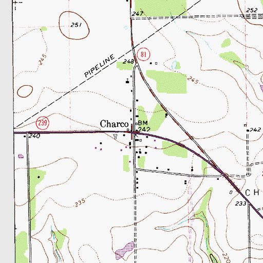 Topographic Map of Charco, TX