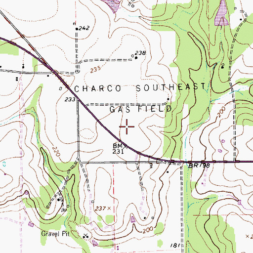 Topographic Map of Charco Southeast Gas Field, TX