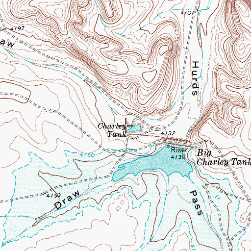 Topographic Map of Charley Tank, TX