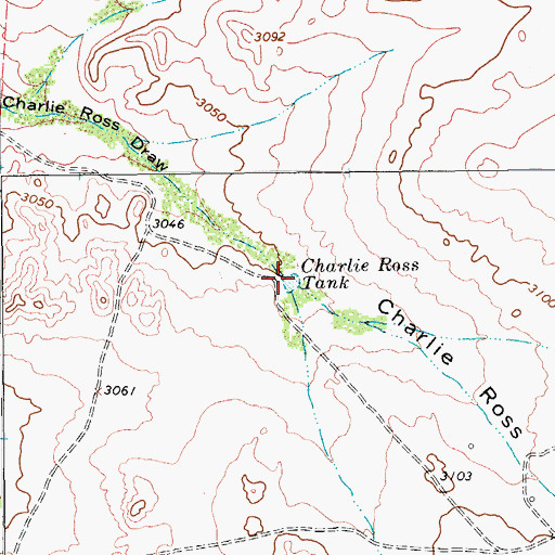 Topographic Map of Charlie Ross Tank, TX