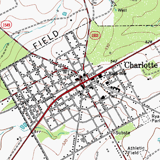 Topographic Map of Charlotte, TX