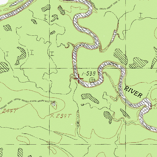 Topographic Map of Cherokee Bayou, TX