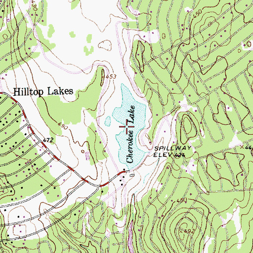 Topographic Map of Cherokee Lake, TX
