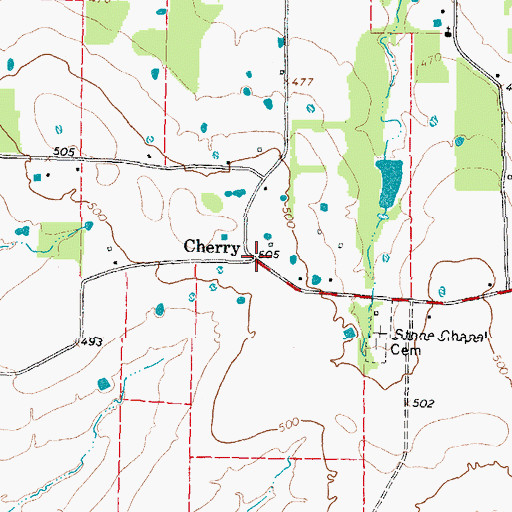 Topographic Map of Cherry, TX
