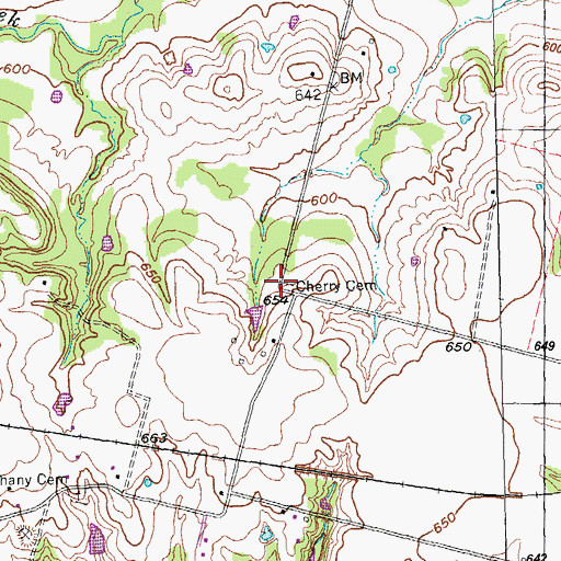 Topographic Map of Cherry Cemetery, TX