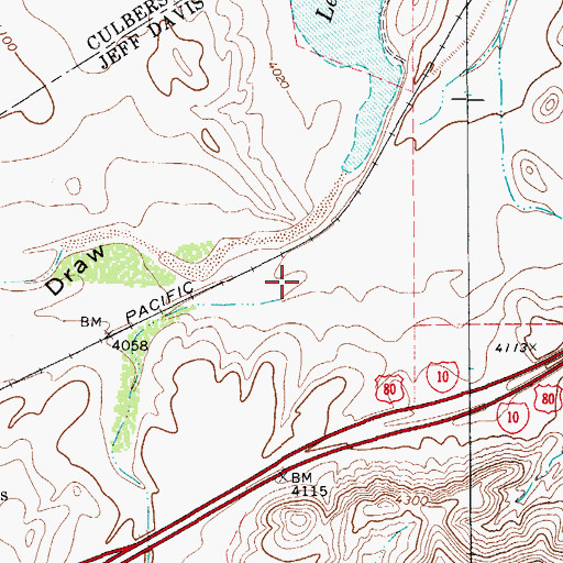 Topographic Map of Cherry Creek, TX