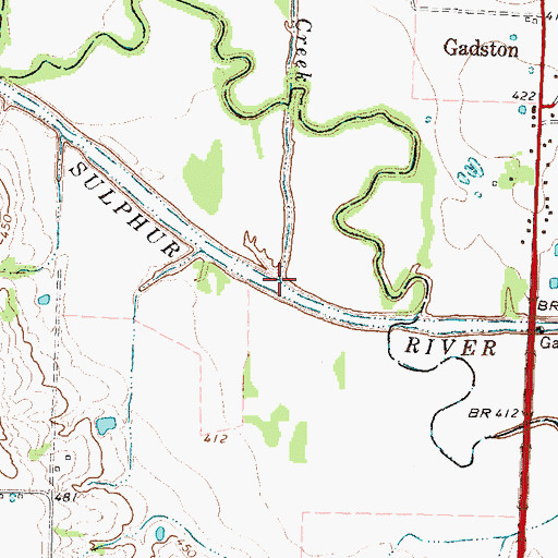 Topographic Map of Cherry Creek, TX