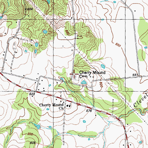 Topographic Map of Cherry Mound Cemetery, TX