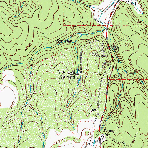 Topographic Map of Cherry Spring, TX