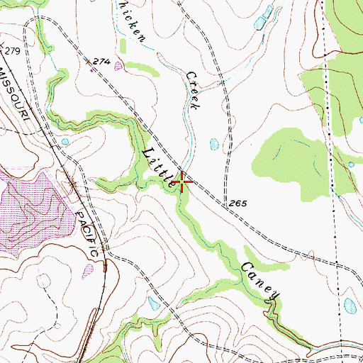 Topographic Map of Chicken Creek, TX