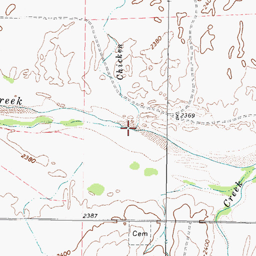 Topographic Map of Chicken Creek, TX