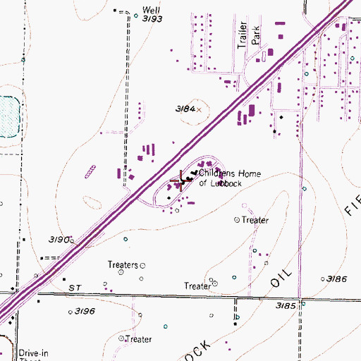 Topographic Map of Childrens Home of Lubbock, TX
