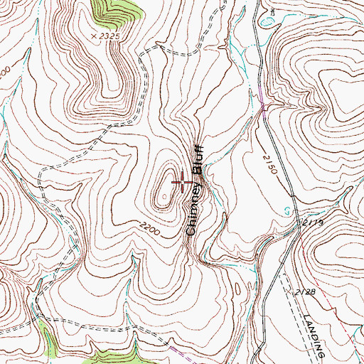Topographic Map of Chimney Bluff, TX